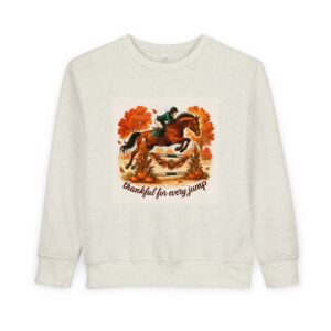 Thankful Jump Toddler Sweatshirt - Autumn Horse & Rider Thanksgiving Scene
