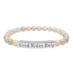 Natural Stone Stretch Bar Bracelet (Engraving)