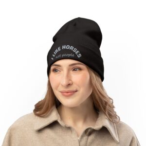I Like Horses Knit Beanie (Embroidery)