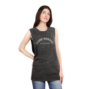 I Like Horses Unisex Stonewash Tank Top